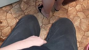 My Hot Stepmom in a Miniskirt Doesn't Even Know That I'm Masturbating Behind Her