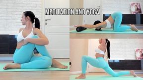 Yoga and meditation in blue leggings - live stream