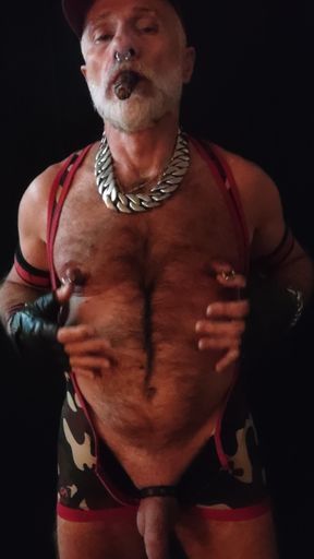 Nipple Muping While Smoking Gar