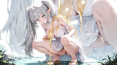 Golden pee elf gushes desperate nipples in hentai torrent