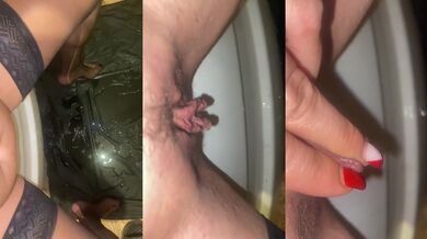 Wet pussy grinding on bathroom fixtures while peeing