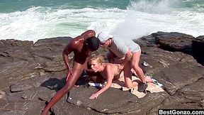 Ocean Threesome For Busty Blonde Tarra White