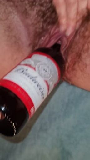 Horny Wife Fucks Her Hairy Pussy With Bottle | British OnlyFans @Bambi_Boo3838