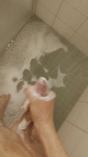 White Young Skinny Boy Under the Shower Piss and Cum