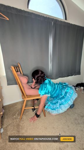 Sissy Maid Gets Her Collar Locked to Her Doll&#039;s Cock!