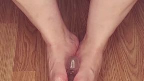 Clear dildo foot job