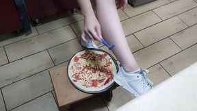 Nasty pizza for looser disgust cook