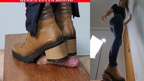 Queen Lytta Blond - SEXY Boots CBT EP 6 - 2 angles - CBT - COCK TRAMPLING - FOOT DOMINATION - FOOT HUMILIATION - BALLBUSTING - COCK SQUEEZE - AMATEUR - FOOT FETISH - SOLES - COCK STOMP - FEMDOM - KICKING - CUCKOLD - 720p