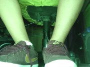 SPORT WHITE SOCKS AND MALE FEET UNDER MY DESK