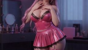 Kawaii 3D Pink Hair Girl Twerks &amp; Strips in Pink Lingerie - Realistic Render