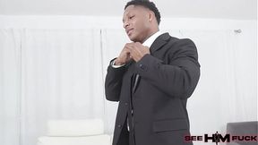 Black-haired beauty Fae tongues and fucks gigantic black cock