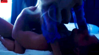 Insatiable Blonde Siren Unleashing Her Inner Nymphomaniac in Seductive Blue Lingerie