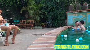 Inked Axxl Mart gets out of the pool to have flip fuck with James VIP