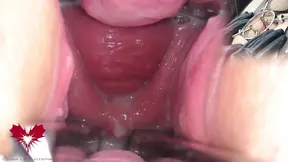 The hole expander stretches the mistress′ pussy wide  Enjoy the juicy cunt meat!