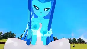 Glaceon Tempts Cinderace with teasing caresses leading to explosive creampie passion