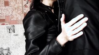 Beauty lovers into leather jackets are very fond of long passionate kisses