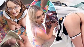 Avery Black, a little Asian slut, pays her daddy's overdue rent with her virgin pussy