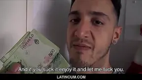 Latin Hunk Gets Paid for His First Steamy Gay Blowjob – Intense POV Action 18+