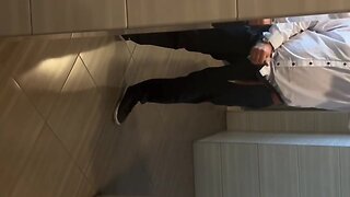 At work with a slippery situation in pants
