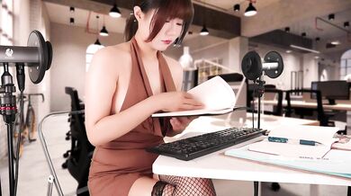 ASMR Hot Flirty Secretary Girl in Office | Keyboard Sound and Ear Massage