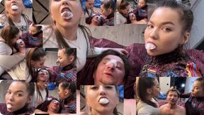 S01 Amazing Spit In minutes his face is a complete foaming white mask: dense, sticky foam from our saliva covering everything, bubbling at his lips, running down his neck, gumming his eyelashes shut. He’s gasping