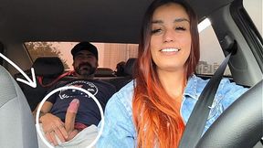 Hot ride app girl catches rider jerking off and drives him wild without a condom
