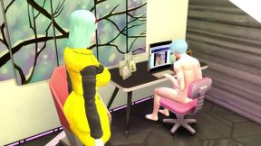 Stepmom Bulma Catches Stepson Masturbating & Teaches Him Hardcore Sex Lessons