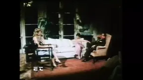 Big Cock fucks and cums inside hairy pussy in vintage threesome