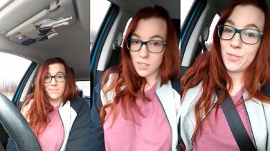 Horny Redhead Exhibitionist Shows Off in Public Rest Stop