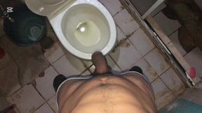 young Latino urinates with his big hose