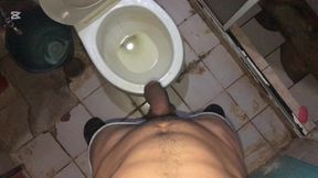 young Latino urinates with his big hose