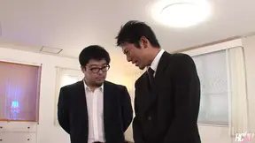 Three sexy Japanese babes please executives in wild group orgy