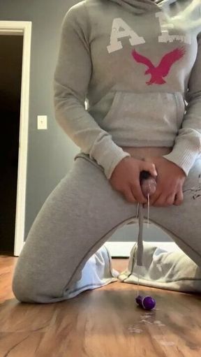 Sissy in chastity milks clitty after 30 days locked.