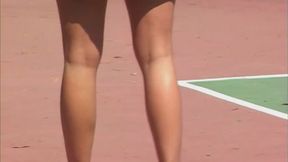 Cute blonde babe decided to take some tennis lessons