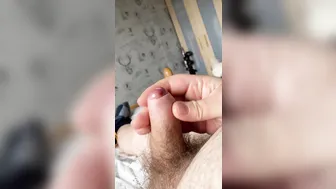 Chubby British amateur with big cock jerks off and cums