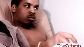 ”Ebony amateur dude shoots off fat cum by stroking his black cock”