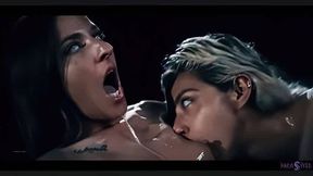 Parasite-infected babes Amirah Adara, Ohana Petite, Tiffany Tatum and Veronica Leal doing in lesbian Foursome in a Caged