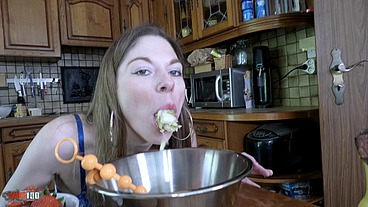 Crazy and messy anal sex in the kitchen with Alice Maze and Terry Kemaco