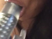 Princesa bbw horny milf sucks dildo!!