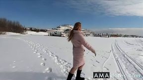 Blonde Russian Amateur Masturbates Outdoors by the River