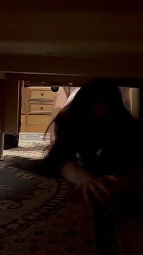 Stepsister Stuck Under the Bed. Fucked Tight Pussy and Cum on Ass