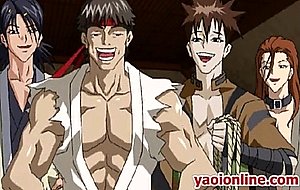 Tied nude hentai guy gets showered by sperms