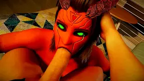 Seductive Green-Eyed Demoness Delivers Mind-Blowing 3D Blowjob POV Experience