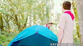 ”Colton McKeon helps Grey Gold fix his tent & his aching meat”