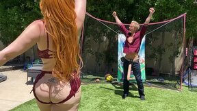 Big Ass Redhead Milf Plays Dick Ball With Step Son's Huge White Cock