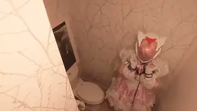 Chibi Moon Clear PVC Maid Locked Eva Helmet Kigurumi Cleans the Bathroom (Fixed)