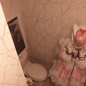 Chibi Moon Clear PVC Maid Locked Eva Helmet Kigurumi Cleans the Bathroom (Fixed)