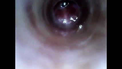 look inside cock endoscope with tube introducing cam deep