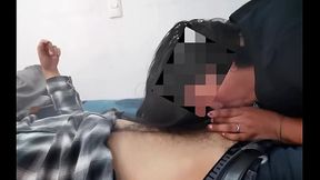 Milf gives me a delicious oral &mdash;  while she worships my belly button