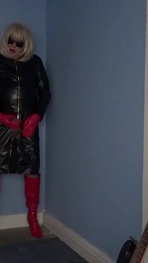 More Red and Black Leather and Fishnets